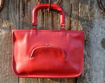 COACH, RED Vintage Coach, Coach Bag, RED Bonnie Cashin, Leather Watermelon  Bag, Unisex