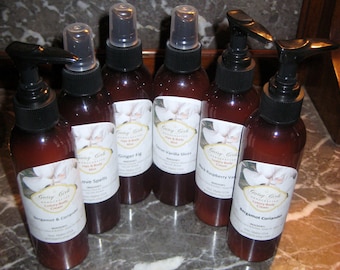 All Natural  Body Spray Body Cream Handcrafted SIX Bottles Your Choice 8OZ