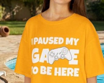 I Paused My Game Kids Tee, Funny Gamer Birthday Shirt, Sarcastic Youth Top