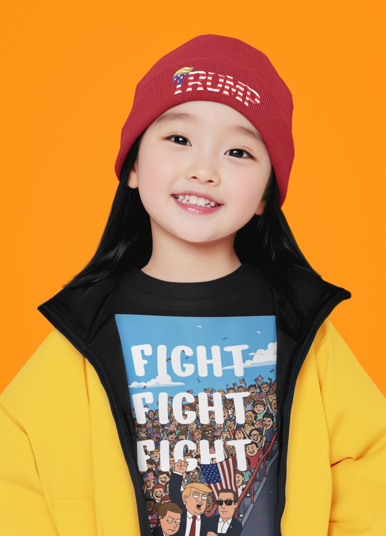 Gorro de bebé bordado con la bandera de Trump, regalo republicano para bebé, gorro de punto con la bandera estadounidense patriótica, gorro conservador para bebé, gorro de invierno para bebé de EE. UU. imagen 4