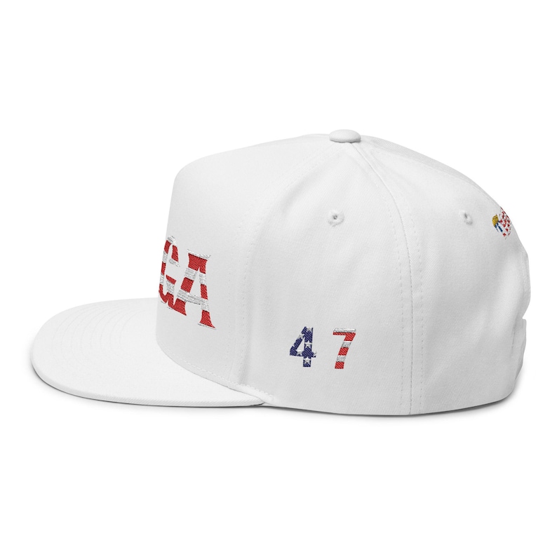 Haftowana czapka z daszkiem Maga 45-47, czapka USA Trump, haftowana czapka z płaskim daszkiem, 45-47 President, czapka z daszkiem MAGA 45-47, czapka z daszkiem Trump Support zdjęcie 14