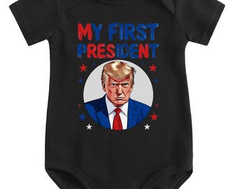 Body para bebé "Mi primer presidente", body político divertido para recién nacido, regalo patriótico para bebé, conjunto rosa y azul para baby shower, pelele de bebé de EE. UU.