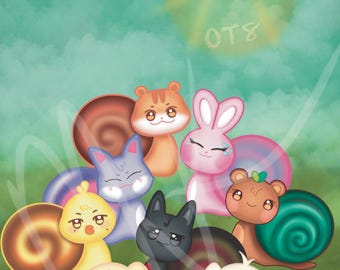 Snail Animal K-Pop Photocards or Print: Cat, Bear, Bunny, and More