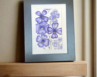 Violet Tranquility; Watercolor Painting of Violet Flowers made as Prints
