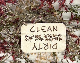 Magnetic Dishwasher Sign- Floral Clean & Dirty