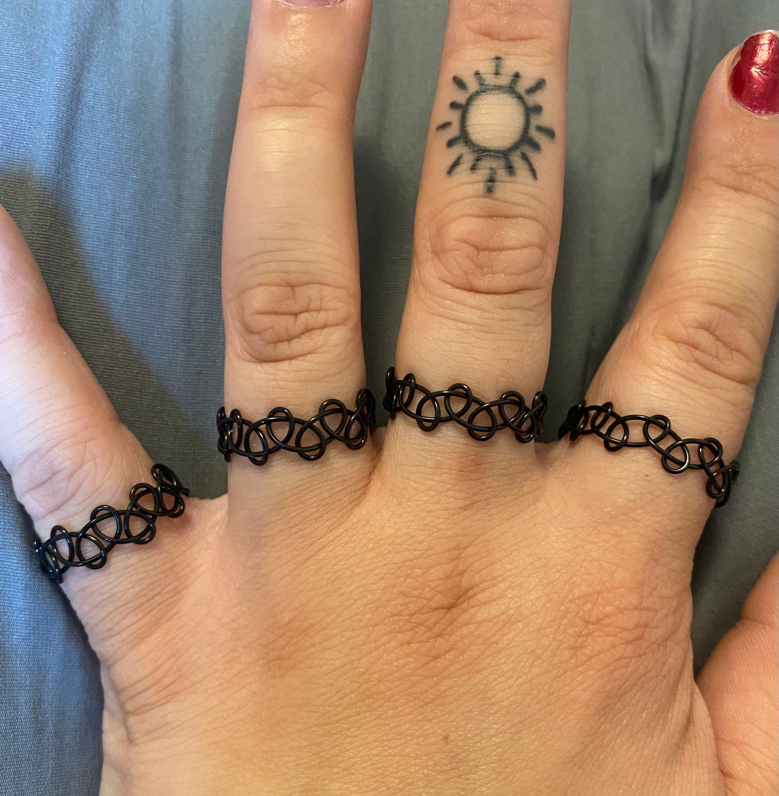 Black Tattoo Choker Ring One Size Fits All - Etsy UK
