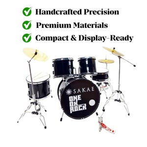 Miniatuurdrumset: schaal 1:12 – Black Rock Star-editie | Muziekinstrument display cadeau