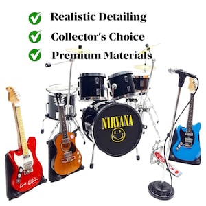 Miniatuurdrumset en gitaarrock