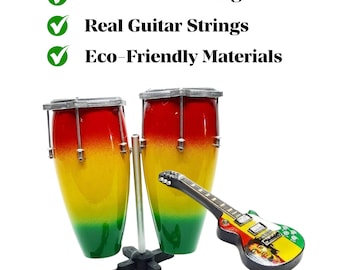 Colección de decoración musical para el hogar en miniatura Rasta Bungo Doble + Guitarra