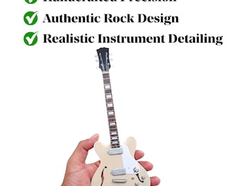 Handmade Miniature Cream Electric Guitar – Rock Band Replica, Display Gift