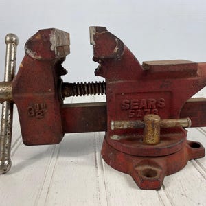 Vintage Sears Bench Vise - 5178 - Red Swivel Bench Vise