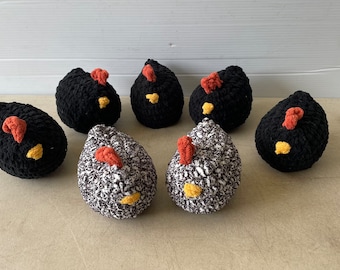 7 Crochet Chicken Plushies - Handmade Crochet Hens - Lot of 7 Chickens/Hens