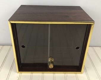 Vintage Counter Top Display Case - Locking Display Case with Sliding Plastic Doors