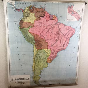 Antique Map of South America - 1910 J. F. Dreisbach & Co.  Kansas City, MO.
