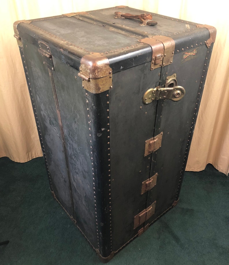 Antique Hartmann Cushion Top Wardrobe Trunk Vintage Steamer Etsy