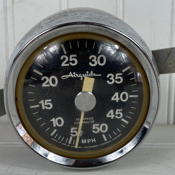 Vintage Airguide Boat Speedometer - AirGuide Gauge Marine Boat Speedometer Sea Speed Controlog