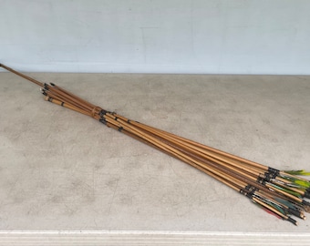 Primitive Handmade Bow and Arrows - 50” Bow with 10 Arrows - Hand Tied Stone Arrow Tips