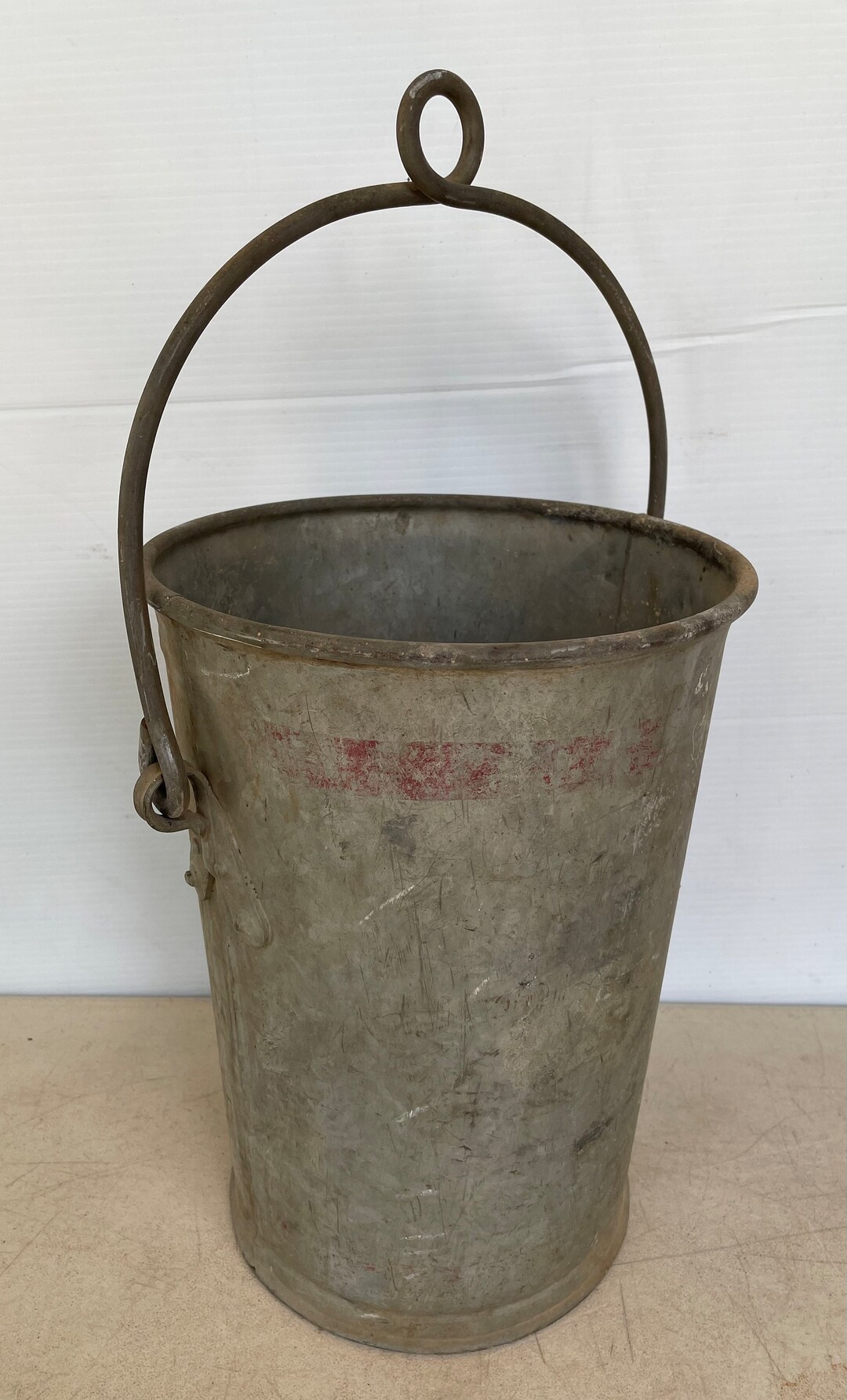 Vintage Galvanized Metal Fire Bucket Rustic Fire Bucket With Etsy