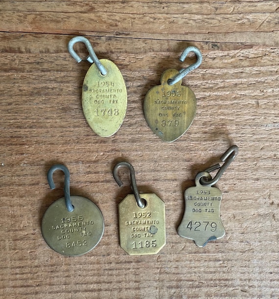 Vintage Sacramento County Dog License Tags - 1951-1956