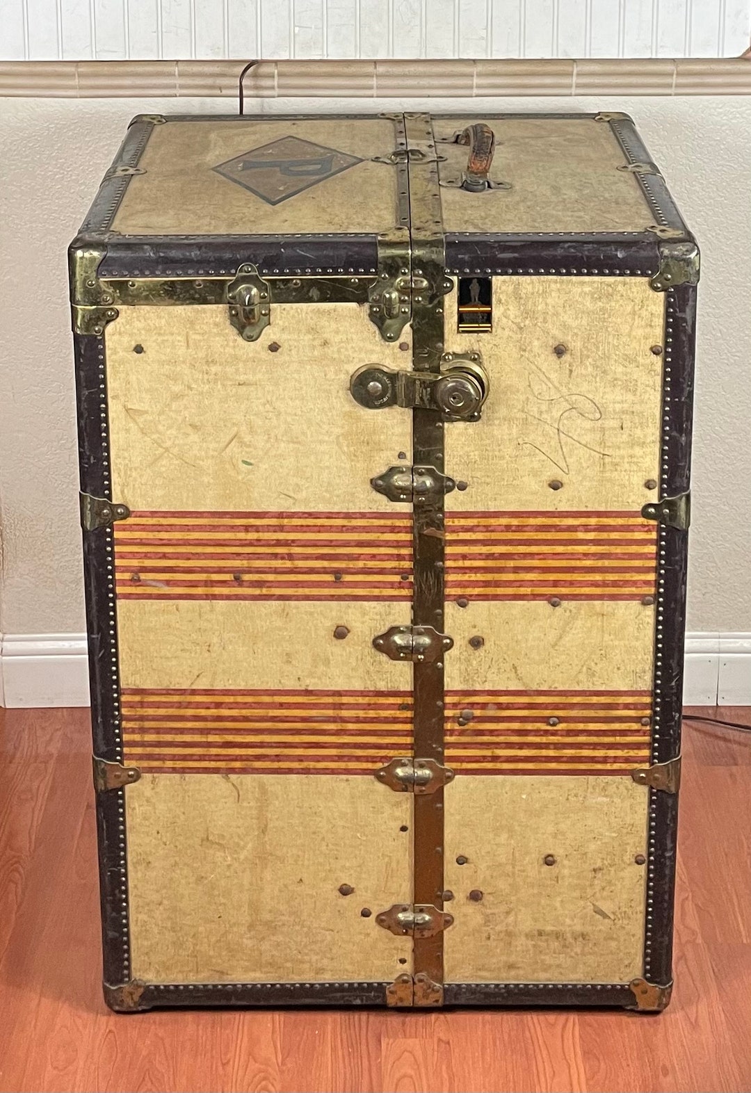 Oshkosh the Chief Steamer Trunk 1930s Oshkosh Wardrobe Trunk Huge