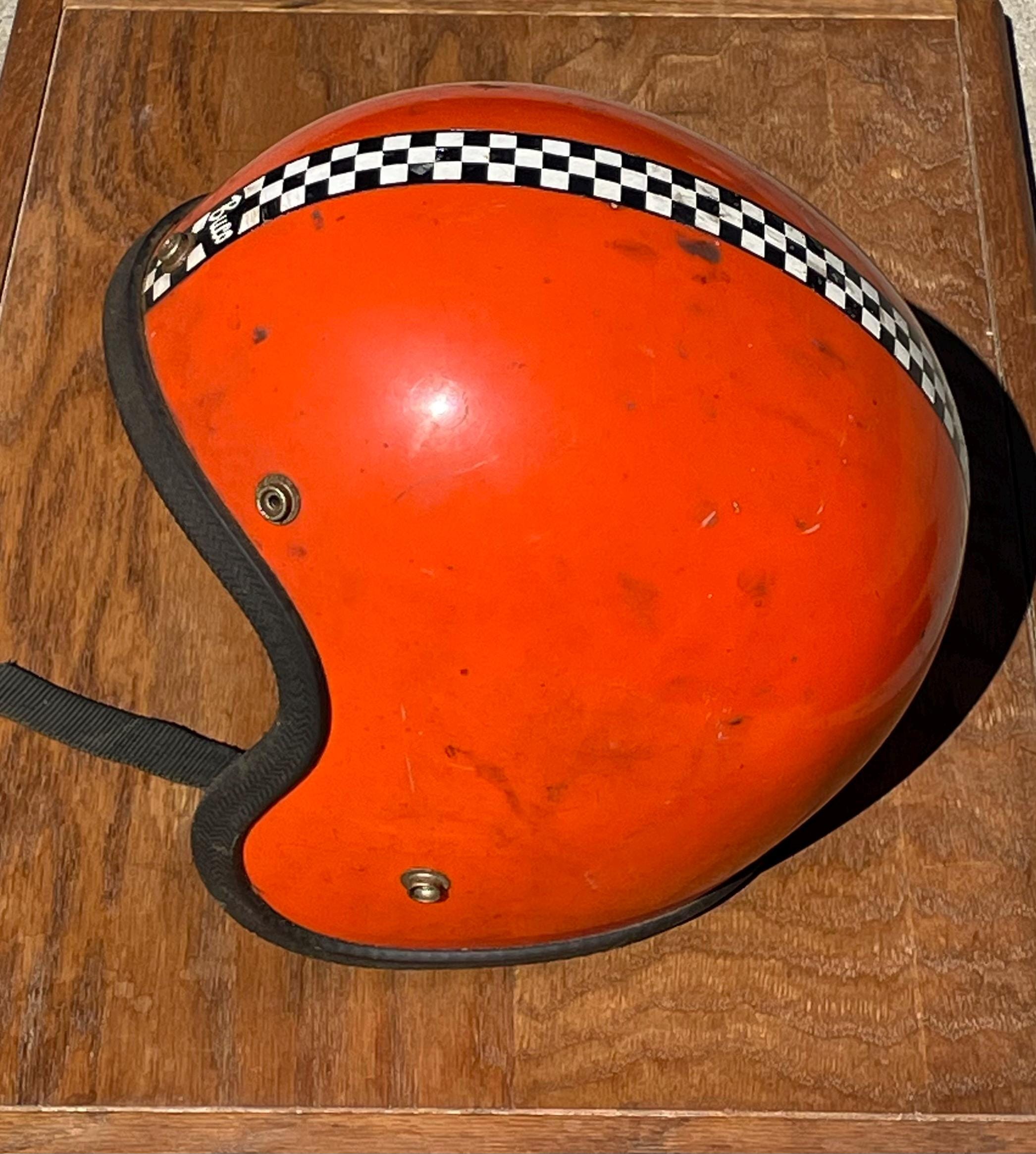Vintage Buco Enduro Motorcycle Helmet - Open Face - 1970s Checker