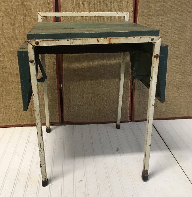 Rustic Metal Drop Leaf Table Image 0