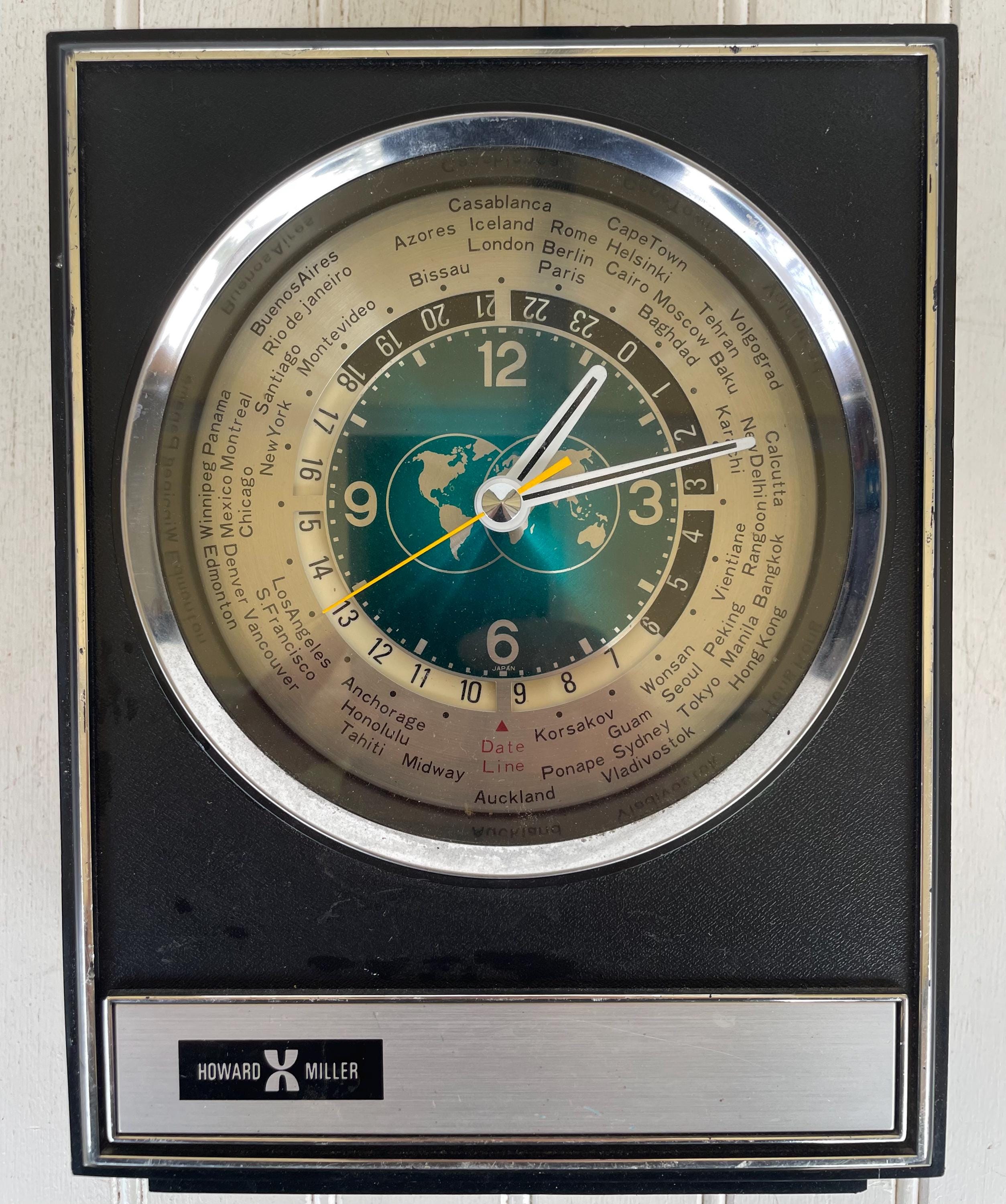 vintage Howard Miller World time clock時計 Vintage Howard Miller World Clock Time Clock 7RW001 Tested And Is