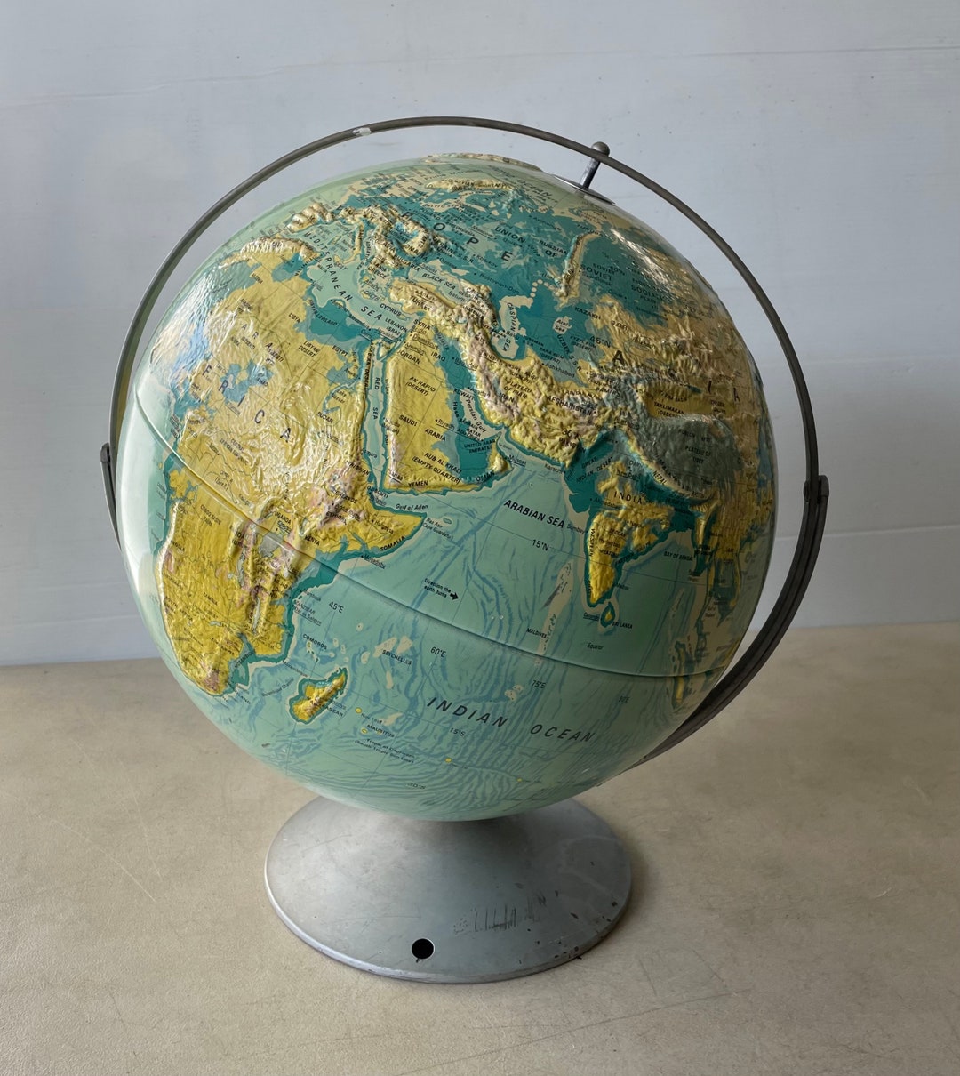 Vintage Nystrom 16-inch Sculptural Relief Globe - Raised Relief World ...