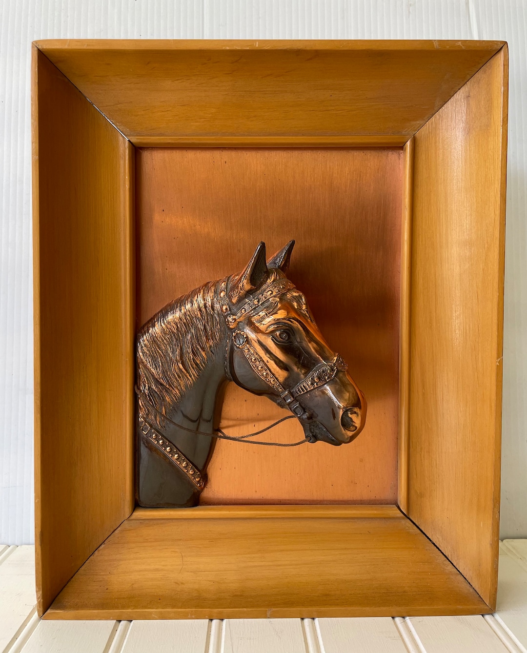 Vintage Framed Copper Equestrian Horse Head in Relief - Etsy