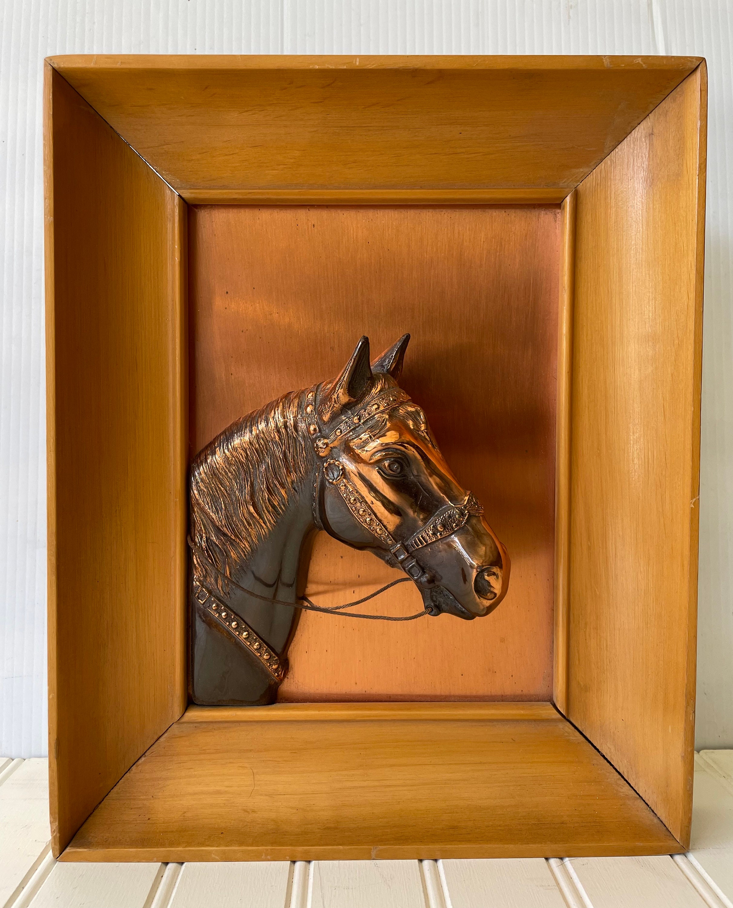 Vintage Framed Copper Equestrian Horse Head in Relief - Etsy