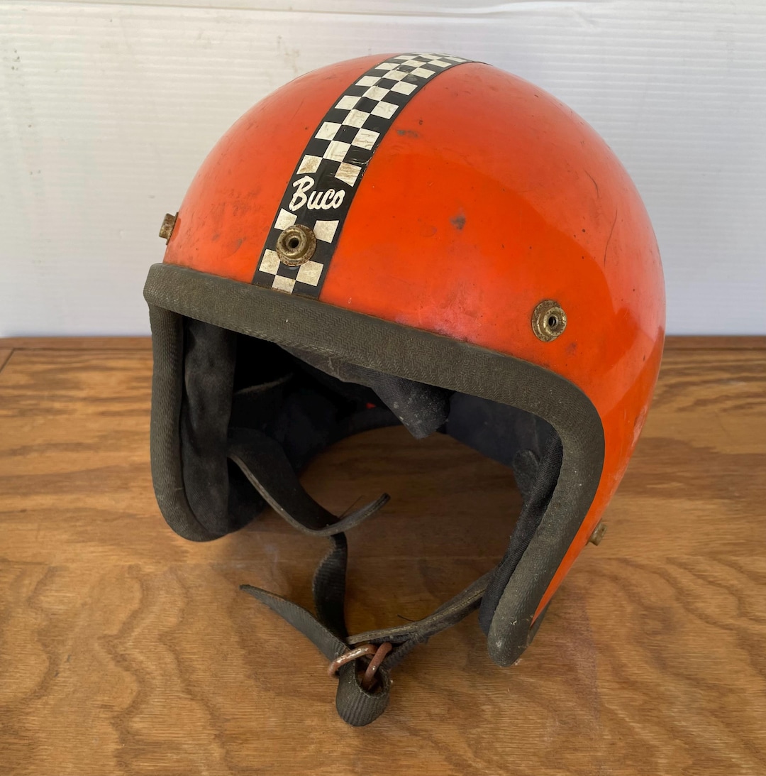 70’s BUCO ENDURO Vintage Buco Enduro Motorcycle Helmet - Open Face - 1970s Checker