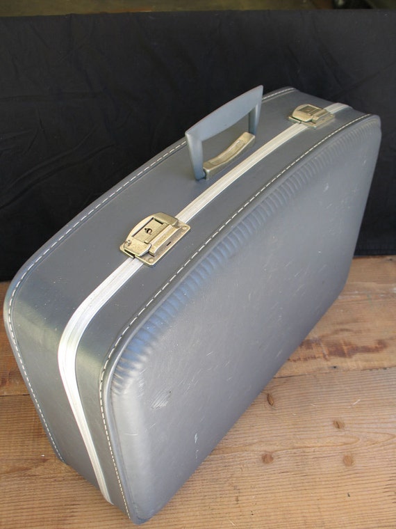 Vintage Blue Suitcase Luggage - image 5