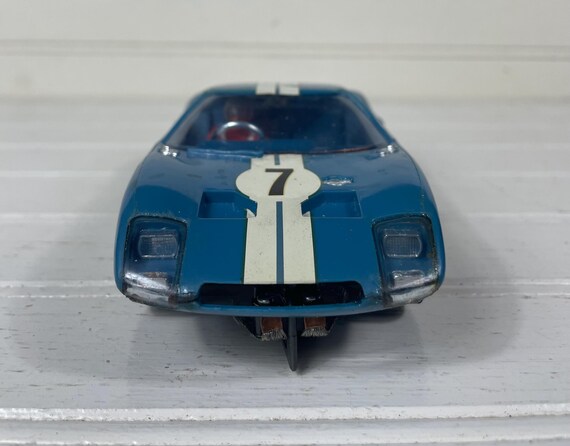 Vintage 1960s COX Ford GT40 Slot Car #7 Blue & White Racing Livery