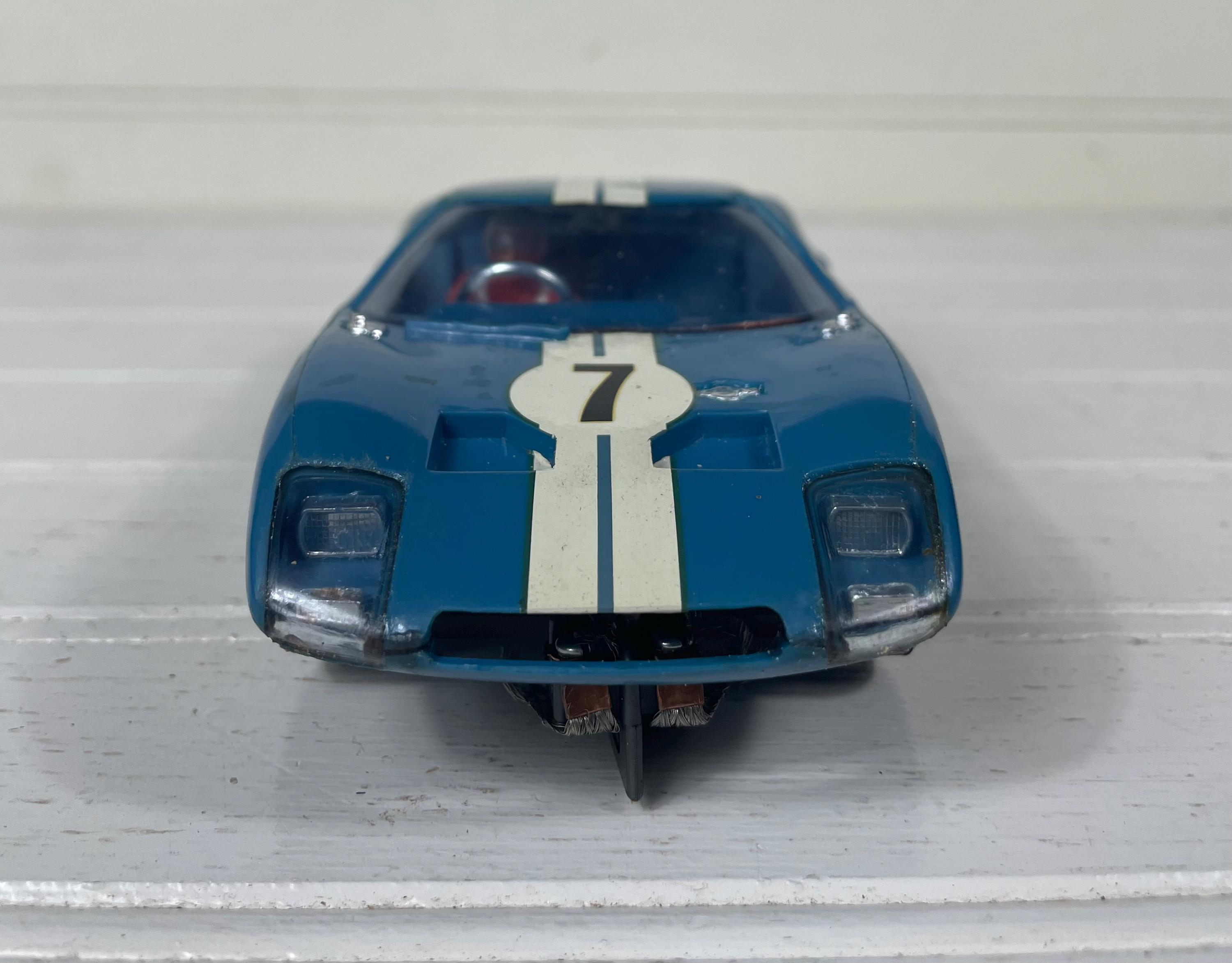 Vintage 1960s COX Ford GT40 Slot Car #7 Blue & White Racing Livery