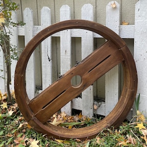 Antique Flat Belt Pulley Wheel - Split Wood Pulley Wheel - Farmhouse Decor - Industrial Decor - Wide Belt Pulley Wheel - Rustic Home Decor