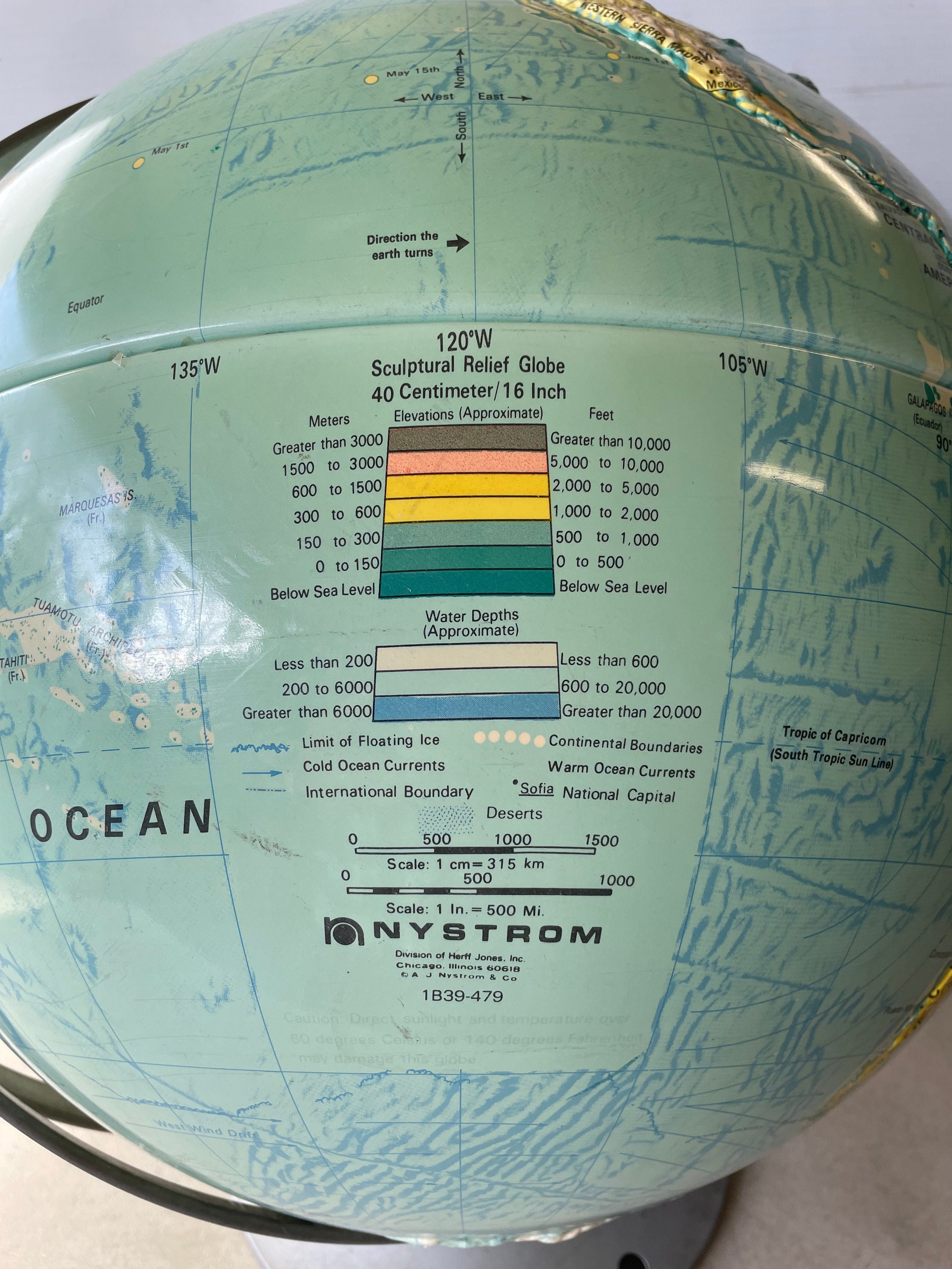Vintage Nystrom 16-inch Sculptural Relief Globe - Raised Relief World ...