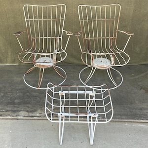Mid-Century Homecrest Swivel Rocker Chairs (Pair) & Ottoman - 1960s Patio Set - LOCAL PICKUP ONLY