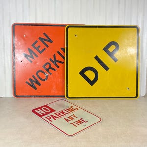 Vintage Retired Road Signs – Choose from 3 Unique Traffic Signs | Industrial Decor | Man Cave | Garage Art | Roadside Americana