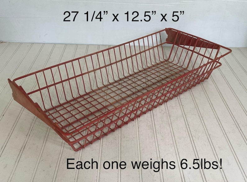 Vintage Heavy Duty Wire Display Rack Basket - Faded Red Industrial ...