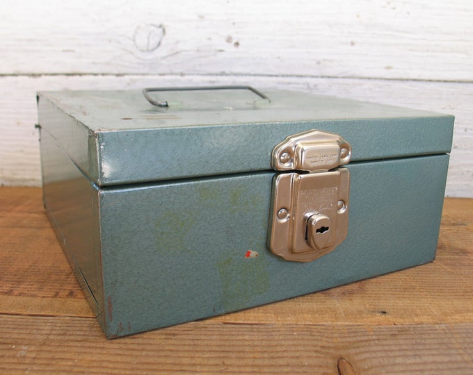 Vintage Portafile Metal Box Retro Industrial Green Etsy