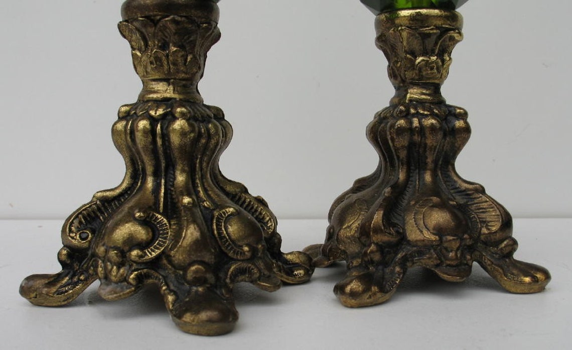 Vintage Emerald Green Candle Holders Etsy