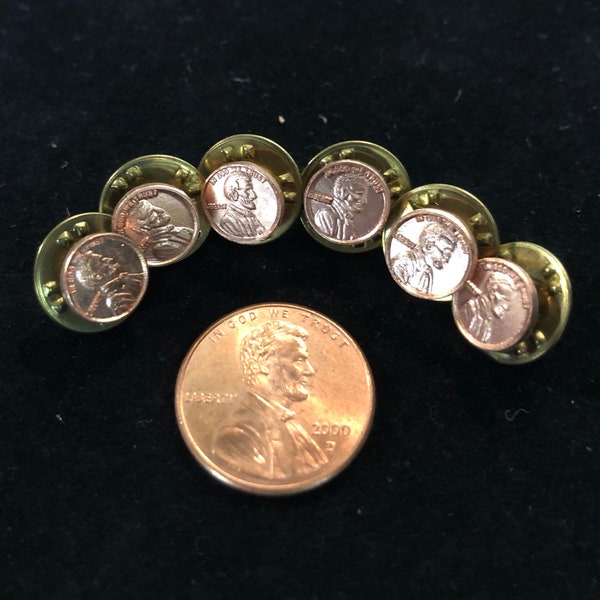 Ballou Reg’d Miniature Penny Pins - Lot of 10 - Mini Lincoln Pennies - Tiny Pennies