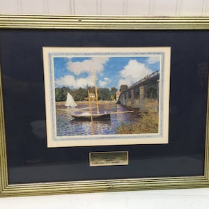 Vintage Framed Claude Monet Print - The Bridge at Argenteuil