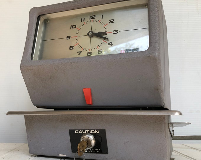 Vintage Time Card Punch Clock Simplex Time Recorder Factory Time Clock