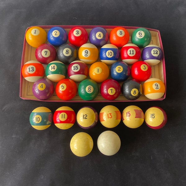 Huge Lot of Vintage Pool Balls - 32 Balls Vintage Pool Balls