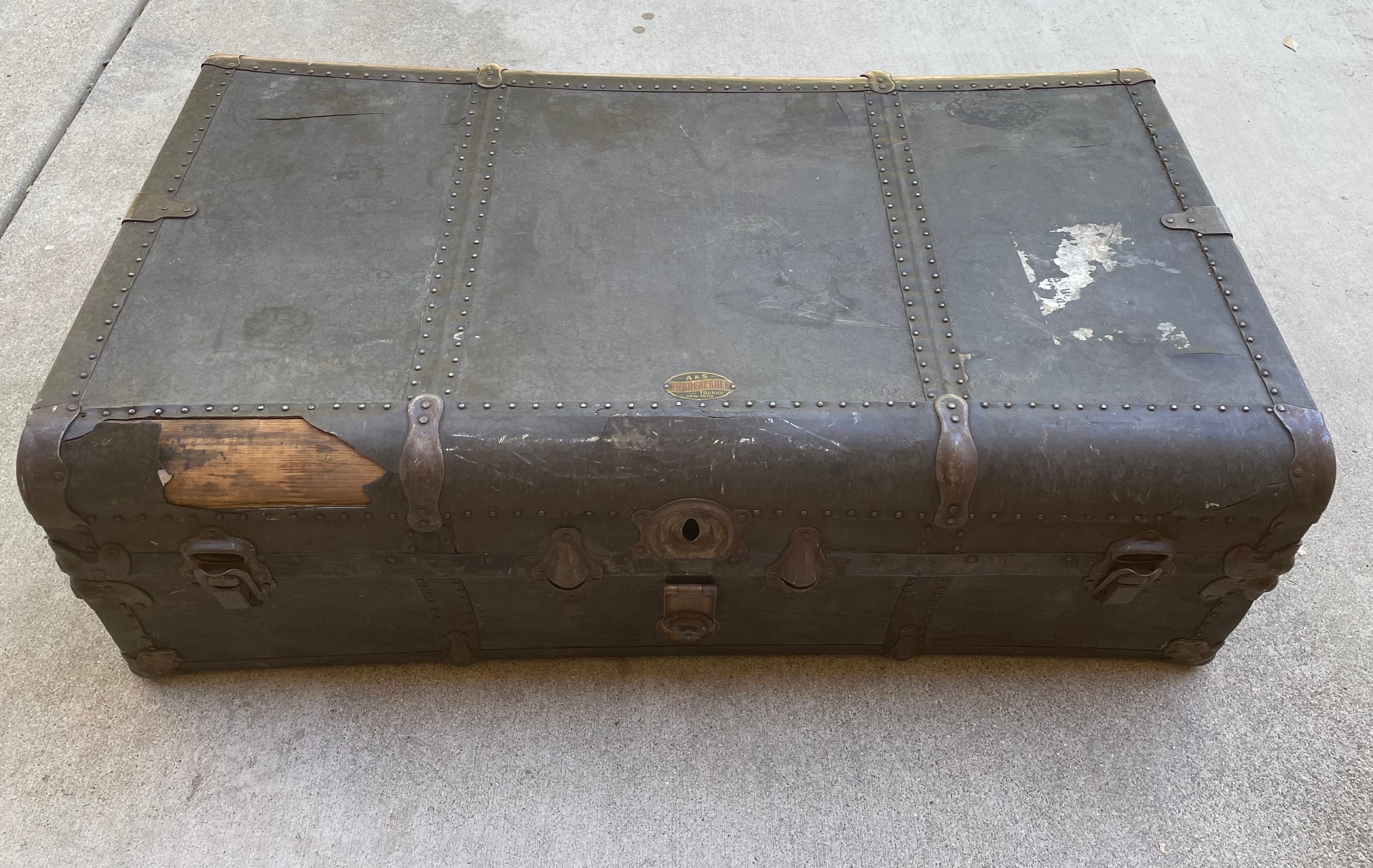 Steel Steamer Trunk by Unbreakable Trunks, New York - Rustic