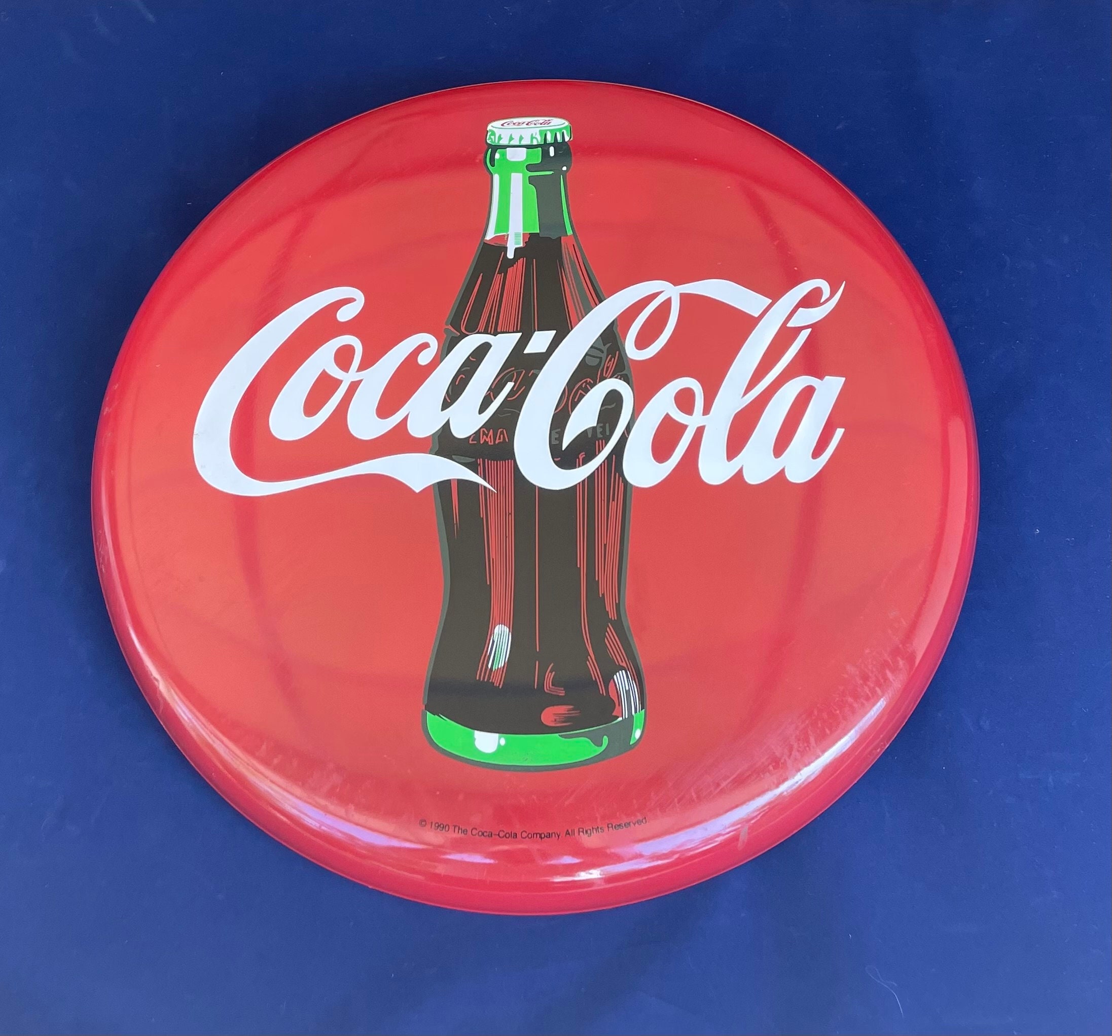 レンチキュラー サイン COCA COLA GLASS Vintage 90's Coca Cola Hanging Stained Glass Sign 24in X