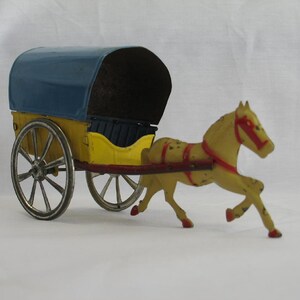Antique Tin Horse and Cart