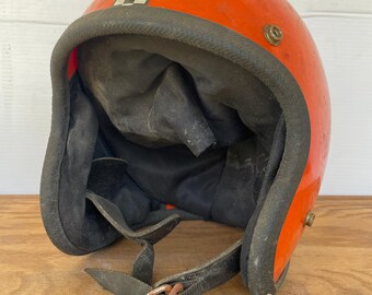 Vintage Buco Enduro Motorcycle Helmet - Open Face - 1970s Checker