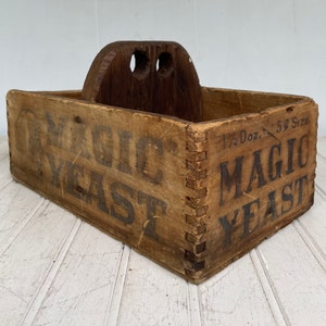 Yeast Riser Box Vintage Magic Yeast Dovetailed Wood Advertising Box - Rustic Wood Box ...